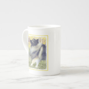 Keeshond Aspen Painting - Cute Original Dog Art Porselein Kop