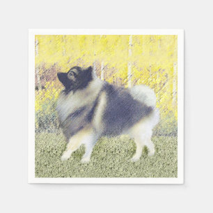 Keeshond Aspen Painting - Cute Original Dog Art Servetten