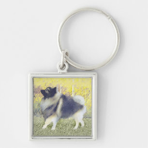 Keeshond Aspen Painting - Cute Original Dog Art Sleutelhanger