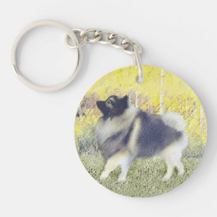 Keeshond Aspen Painting - Cute Original Dog Art Sleutelhanger