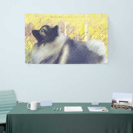 Keeshond Aspen Painting - Cute Original Dog Art Spandoek (Beurs)