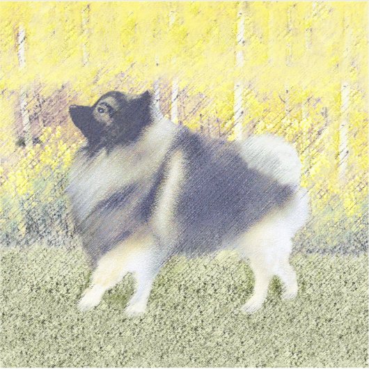 Keeshond Aspen Painting - Cute Original Dog Art Sticker (Voorkant)
