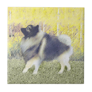 Keeshond Aspen Painting - Cute Original Dog Art Tegeltje