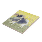 Keeshond Aspen Painting - Cute Original Dog Art Tegeltje (Zijkant)