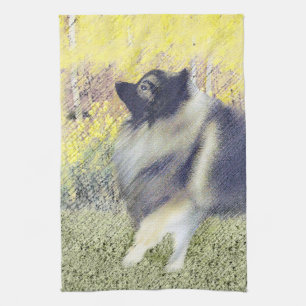 Keeshond Aspen Painting - Cute Original Dog Art Theedoek