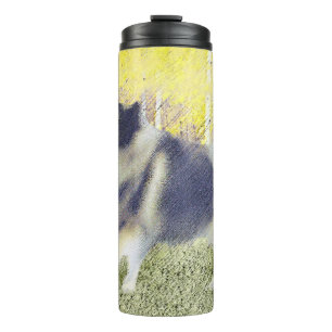 Keeshond Aspen Painting - Cute Original Dog Art Thermosbeker