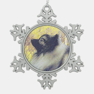 Keeshond Aspen Painting - Cute Original Dog Art Tin Sneeuwvlok Ornament