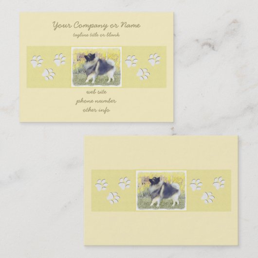 Keeshond Aspen Painting - Cute Original Dog Art Visitekaartje (Voorkant / Achterkant)