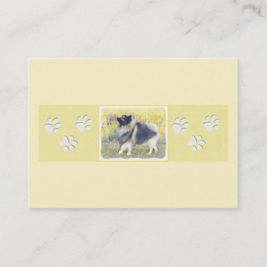 Keeshond Aspen Painting - Cute Original Dog Art Visitekaartje (Achterkant)