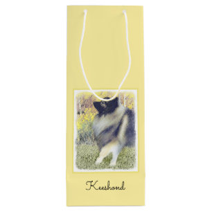 Keeshond Aspen Schilderij - Mooie Originele Honden Wijn Cadeautas