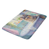 Keeshond badtijd Fluffy badkamer decor Badmat (Gekanteld)