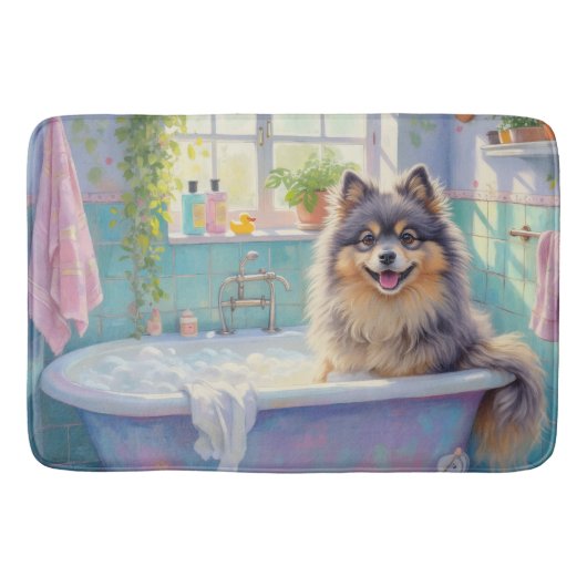 Keeshond badtijd Fluffy badkamer decor Badmat (Voorkant)