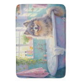 Keeshond badtijd Fluffy badkamer decor Badmat (Voorkant Verticaal)