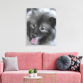 Keeshond Bailey Painting - Cute Original Dog Art Canvas Afdruk (Insitu (Woonkamer))