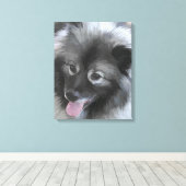 Keeshond Bailey Painting - Cute Original Dog Art Canvas Afdruk (Insitu (Houten vloer))