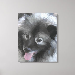 Keeshond Bailey Painting - Cute Original Dog Art Canvas Afdruk