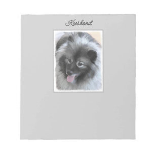 Keeshond Bailey Painting - Cute Original Dog Art N Notitieblok