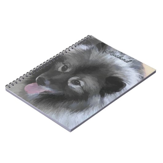 Keeshond Bailey Painting - Cute Original Dog Art Notitieboek (Linkerzijde)