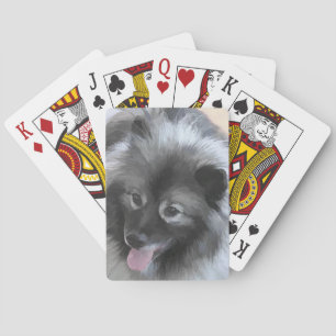 Keeshond Bailey Painting - Cute Original Dog Art Pokerkaarten