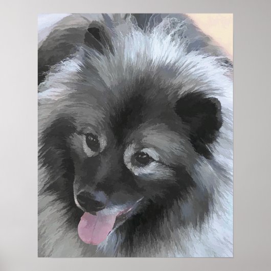 Keeshond Bailey Painting - Cute Original Dog Art Poster (Voorkant)