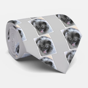 Keeshond Bailey Painting - Cute Original Dog Art Stropdas