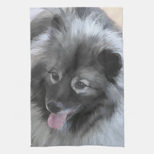Keeshond Bailey Painting - Cute Original Dog Art Theedoek