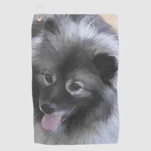 Keeshond Bailey Schilderij - Mooie Originele Honde Golfhanddoek