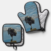 Keeshond Ballet Fotografeer Schattigee Originele H Ovenwant & Pannenlap Set (Voorkant / Achterkant)