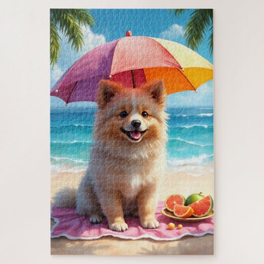 Keeshond Beach Relax Scene Legpuzzel (Verticaal)