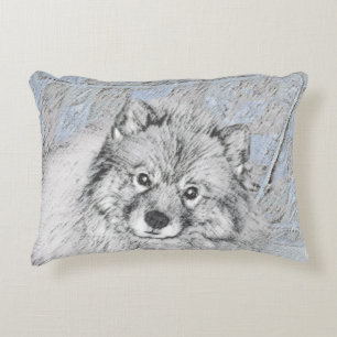 Keeshond Beth Painting - Cute Original Dog Art Accent Kussen