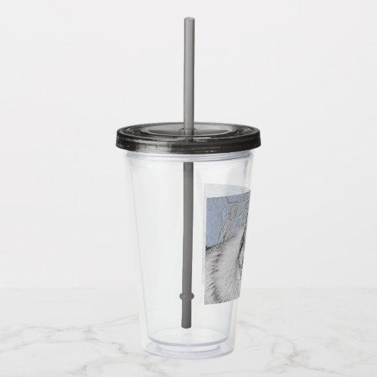 Keeshond Beth Painting - Cute Original Dog Art Acryl Drinkbeker (Rechts)