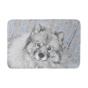 Keeshond Beth Painting - Cute Original Dog Art Badmat