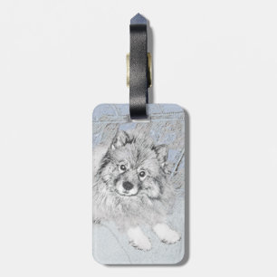 Keeshond Beth Painting - Cute Original Dog Art Bagagelabel