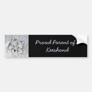 Keeshond Beth Painting - Cute Original Dog Art Bumpersticker