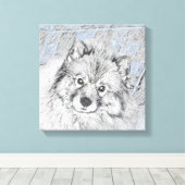 Keeshond Beth Painting - Cute Original Dog Art Canvas Afdruk (Insitu (Houten vloer))