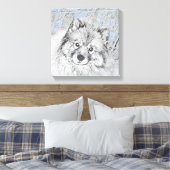 Keeshond Beth Painting - Cute Original Dog Art Canvas Afdruk (Insitu (Slaapkamer))