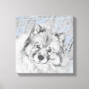 Keeshond Beth Painting - Cute Original Dog Art Canvas Afdruk