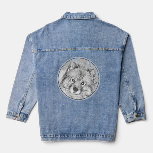 Keeshond Beth Painting - Cute Original Dog Art Denim Jacket