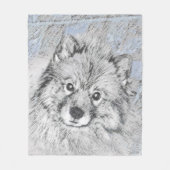 Keeshond Beth Painting - Cute Original Dog Art Fleece Deken (Voorkant)
