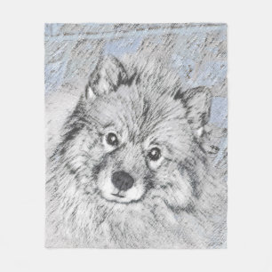 Keeshond Beth Painting - Cute Original Dog Art Fleece Deken
