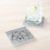 Keeshond Beth Painting - Cute Original Dog Art Glazen Onderzetter (Schuin)