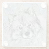 Keeshond Beth Painting - Cute Original Dog Art Glazen Onderzetter (Achterkant)
