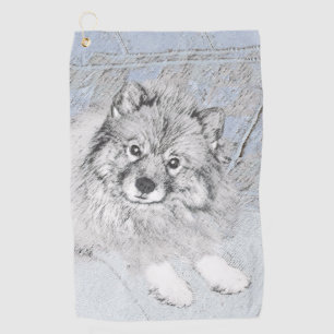 Keeshond Beth Painting - Cute Original Dog Art Golfhanddoek