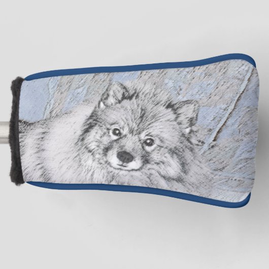 Keeshond Beth Painting - Cute Original Dog Art Golfheadcover (Voorkant)