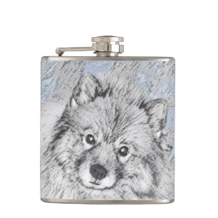 Keeshond Beth Painting - Cute Original Dog Art Heupfles