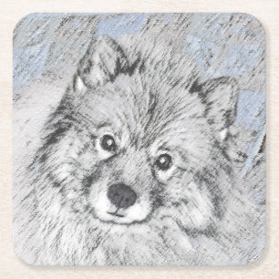 Keeshond Beth Painting - Cute Original Dog Art Kartonnen Onderzetters