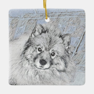 Keeshond Beth Painting - Cute Original Dog Art Keramisch Ornament
