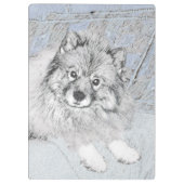 Keeshond Beth Painting - Cute Original Dog Art Klembord (Achterkant)