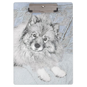 Keeshond Beth Painting - Cute Original Dog Art Klembord