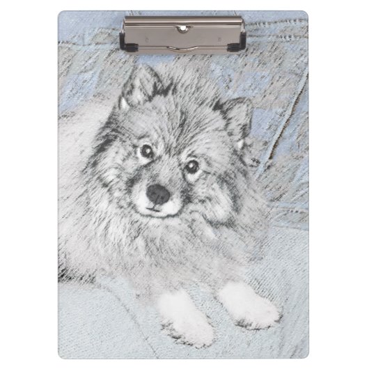 Keeshond Beth Painting - Cute Original Dog Art Klembord (Voorkant)